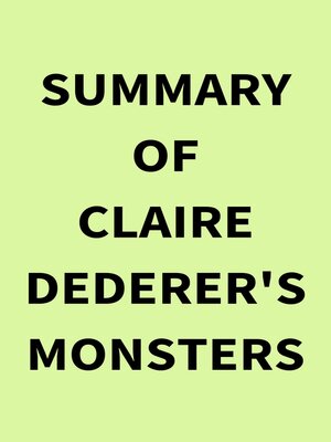 cover image of Summary of Claire Dederer's Monsters